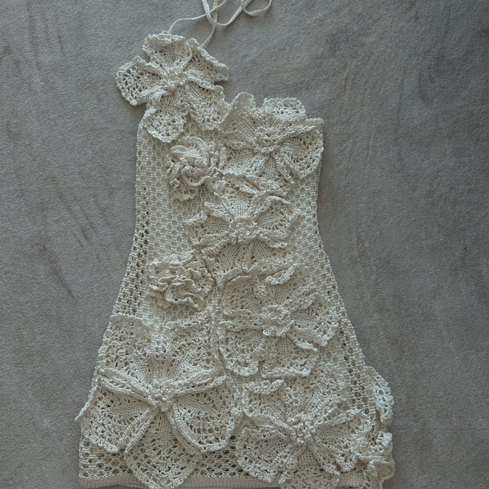 Cult Gaia Cream Crochet Dress